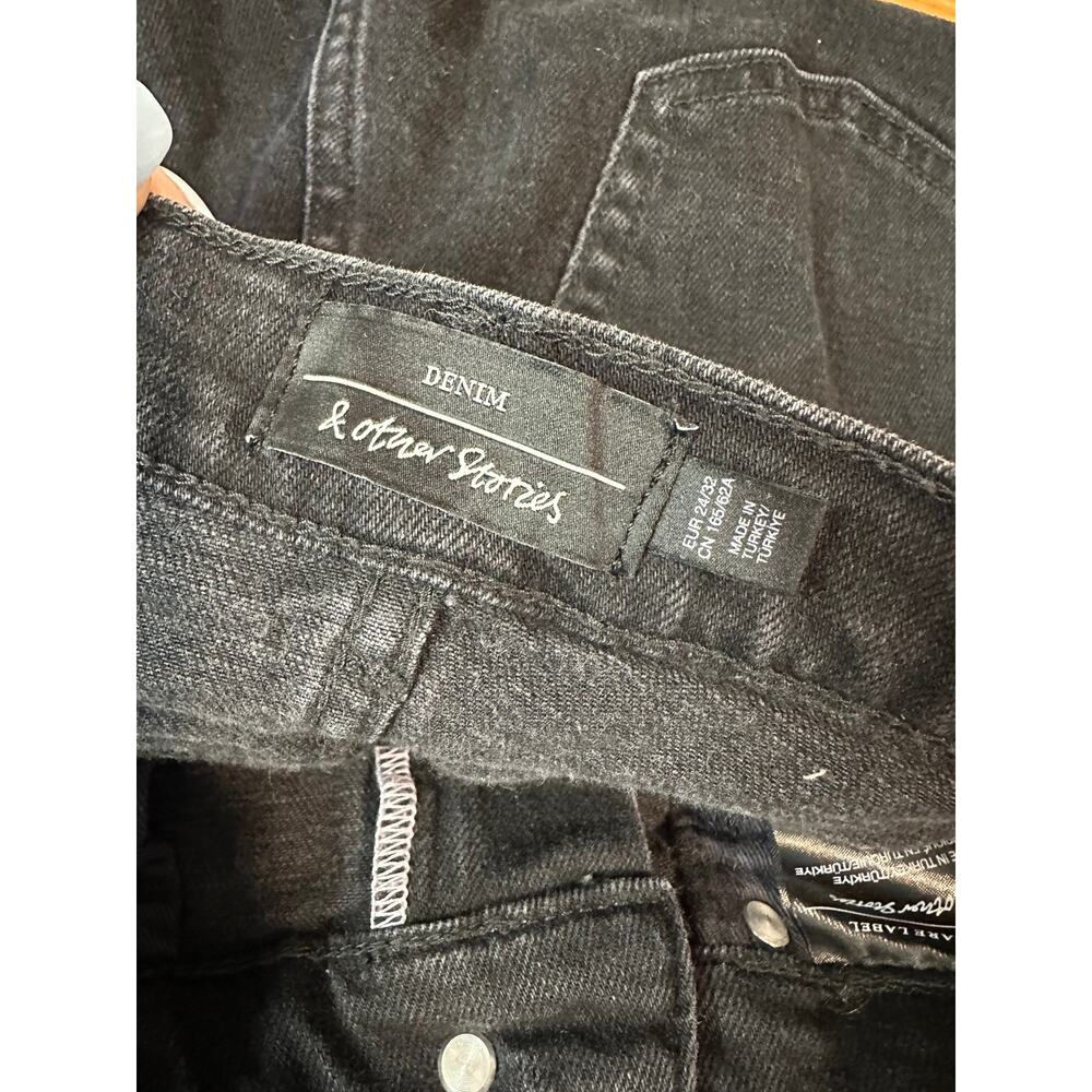 & Other Stories Flare Leg Jeans High Rise Full Length Dark Wash Black - Picture 7 of 8